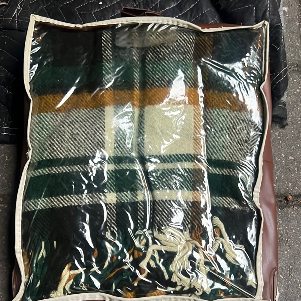 CANNON stadium throw blanket plaid fringe 50x60